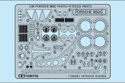 Tamiya Photo Etch Parts Set Porsche 962 Plastic Model Vehicle Decal Kit 1/24 Scale #12626