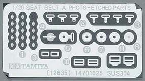 Tamiya Seat Belt Set A Photo Etch Detail Parts Plastic Model Vehicle Decal Kit 1/20 Scale #12637