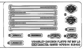 Tamiya Harley Fat Boy Lo Photo-Etched Set Plastic Model Vehicle Accessory Kit 1/6 Scale #12655 Tamiya Harley Fat Boy Lo Photo-Etched Set Plastic Model Vehicle Accessory Kit 1/6 Scale #12655