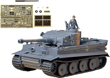 Tamiya Tiger I Tank w/ABER PE Parts/Gun Barr Plastic Model Military Vehicle Kit 1/35 Scale #25142