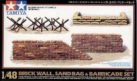 Tamiya Brick Wall/SandBag/Barricade Set Plastic Model Military Diorama Kit 1/48 Scale #32508