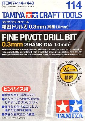 Tamiya 74114 x Fine Pivot Drill Bit 0.3mm Shank Dia. 1.0mm 
