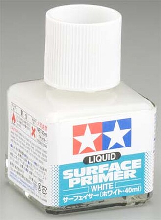 Tamiya Liquid Surface Primer White/40ml Hobby and Model Lacquer Paint #87096