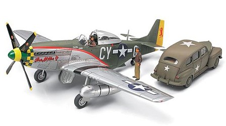 Tamiya P51D Mustang Fighter Aircraft & Staff Car Plastic Model Airplane Kit 1/48 Scale #89732