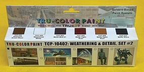 Tru-Color Weathering & Detail Set #2 (6 Colors) 1oz Bottles Hobby and Model Enamel Paint Set #10402