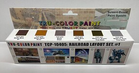 Tru-Color Solvent-Based Railroad Layout Set #1 (6 Colors) 1oz Bottles Hobby and Model Paint Set #10405