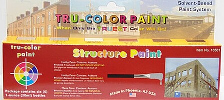 Tru-Color Structure Paint Set (6 Colors) 1oz Bottles Hobby and Model Enamel Paint Set #10501