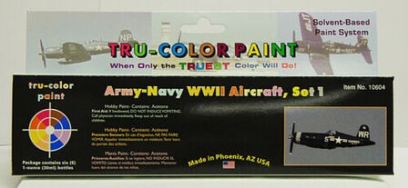 Tru-Color Army-Navy WWII Aircraft Paint Set #1 (6 Colors) Hobby and Model Enamel Paint Set #10604