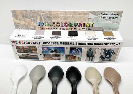 Tru-Color Modern Distribution Industry Paint Set #1 (6 Colors) Hobby and Model Enamel Paint Set #10900