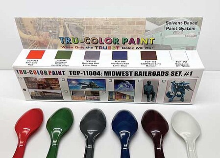 Tru-Color Midwest Railroads Paint Set #1 (6 Colors) 1oz Bottles Hobby and Model Enamel Paint Set #11004