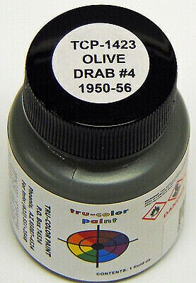 Tru-Color Olive Drab #4 1950-56 1oz Hobby and Model Enamel Paint #1423