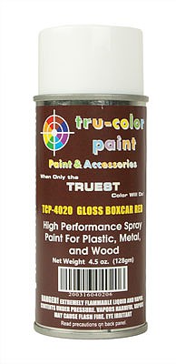 Tru-Color Gloss Boxcar Red Spray 4.5oz Hobby and Model Enamel Paint #4020