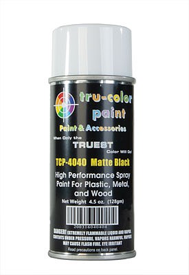 Tru-Color Matte Black Spray 4.5oz Hobby and Model Enamel Paint #4040