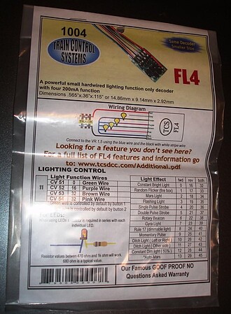 TCS FL4 Function-Only Decoder Model Railroad Electrical Accessory #1004