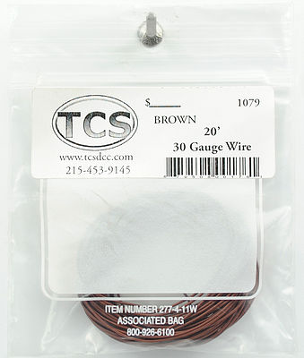 TCS 20 30-Gauge Wire Brown Model Railroad Hook Up Wire #1079