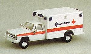 Trident Ambulance w/Chevrolet Pick Up Cab White Red HO Scale Model Roadway Vehicle #90024