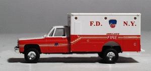Trident Chevrolet Ambulance (FDNY) Ambulance Red & White HO Scale Model Railroad Vehicle #90140