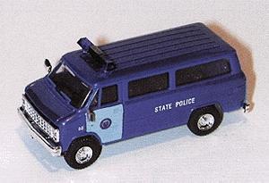 Trident Chevy Van Mass State Police Blue & Light Blue Door HO Scale Model Railroad Vehicle #90201