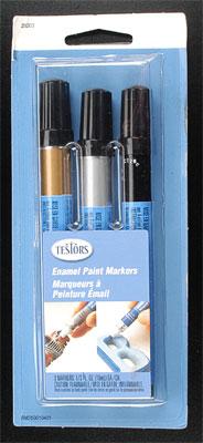 Testors Enamel Paint Marker Set (Gold, Silver, Black) Hobby Paint Marker #25003