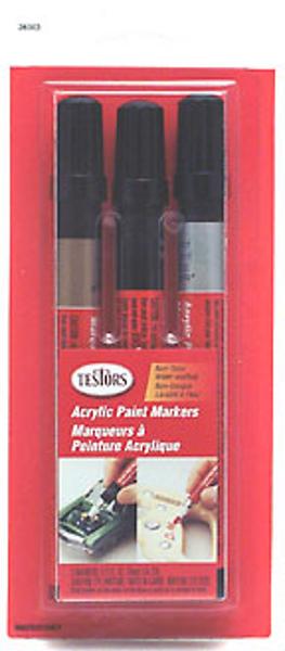 Testors Acrylic Paint Marker Set (Gold, Silver, Black) Hobby Paint Marker #26003