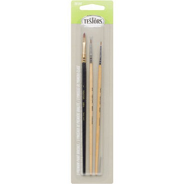 Testors Premium Flat and Round Hobby and Model Paint Brush Set 3 Pack #281207