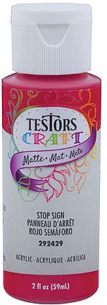 Testors Acrylic Craft Paint Matte Stop Sign 2oz Bottle #292429a