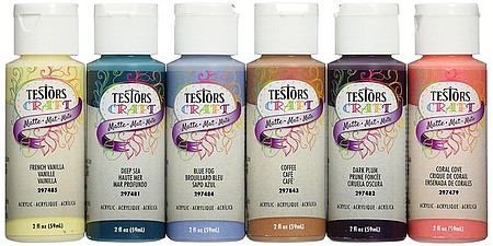 Testors Matte Deecor Colors 6 2oz Bottles Acrylics Paint Set #297582