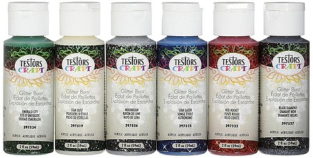 Testors Glitter Burst Colors 6 2oz Bottles Acrylics Paint Set #297588