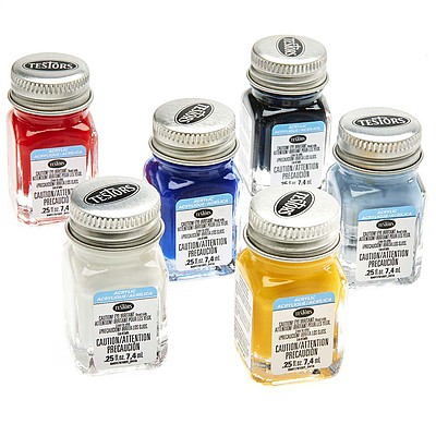 Testors Derby Car Acrylic Paint Set Gloss Primary Hobby and Model Paint Set #308936