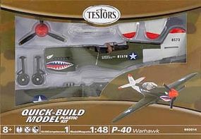 Testors P-40 Snap Tite Plastic Model Airplane with Metal Body 1/48 Scale #650014t