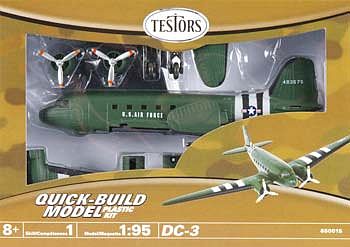 Testors DC-3 Snap Tite Plastic Model Airplane with Metal Body 1/95 Scale #650015