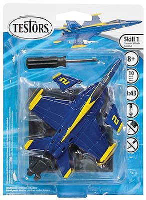 Testors F/A18 Hornet Blue Angel Snap Plastic Model Airplane with Metal Body 1/180 Scale #650038