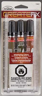 Testors Create FX Enamel Paint Marker Set (Rail Brown, Rail Tie Brown, Rust) Hobby Paint Marker #73801