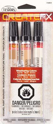 Testors Create FX Enamel Paint Marker Set (Earth, Mud, Grime) Hobby Paint Marker #73803