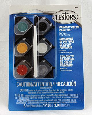 Testors Acrylic Pots 6 Color Primary TRI Hobby and Model Paint Set #9001
