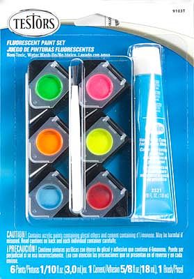 Testors Acrylic Fluorescent Paint Pod Set Hobby and Model Paint Set #9103t