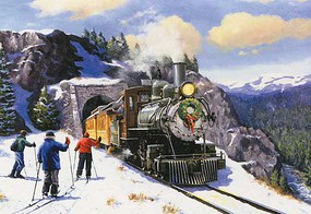 Train-Enthusiast Train & Skier Xmas Crd10/ Train-Enthusiast Train & Skier Xmas Crd10/