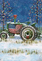 Train-Enthusiast Tractor w/flag Xmas Crd10 Train-Enthusiast Tractor w/flag Xmas Crd10