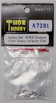Thor German 15cm Heavy Infantry Gun Aluminum Ammo Set Plastic Model Military Weapon 1/72 #7201