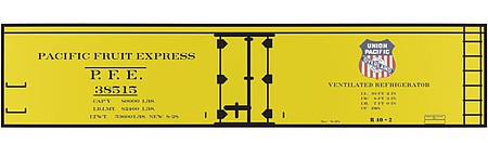 Tichy-Train Railroad Decal Set Pacific Fruit Express R-40-2 40 Wood Reefer (UP Overland Logo)