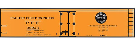 Tichy-Train Railroad Decal Set Pacific Fruit Express R-40-4 40 Wood Reefer (Black SP Lines Logo)