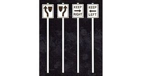 Keep Left&Right Signs (8) O Scale Model Railroad Roadway Signs #2067