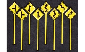 Road Path Warning Signs 2 (8) O Scale Model Railroad Roadway Signs #2073