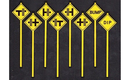 Tichy-Train Misc Warning Signs (8) O Scale Model Railroad Roadway Signs #2075