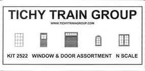 Tichy-Train 80-Piece Window & Door Assortment N Scale Model Railroad Building Accessory #2522