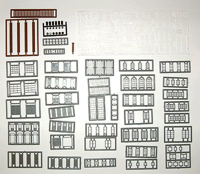 Tichy-Train Windows, Doors & Parts Assortment (164) N Scale Model Railroad Building Accessory #2540