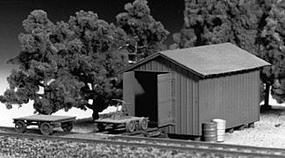 Tichy-Train Handcar Shed w/Handcar & Trailer Kit HO Scale Model Railroad Building #7011