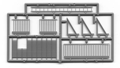 Tichy-Train Fire Escape Platform, Rails, Vert. Ladder (2) HO Scale Model Railroad Building Accessory #8060