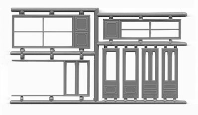 Tichy-Train Storefront Windows & Door Set (2) HO Scale Model Railroad Building Accessory #8117