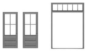 4-Lite Masonry Double Door & Frame (2) HO Scale Model Railroad Building Accessory #8190